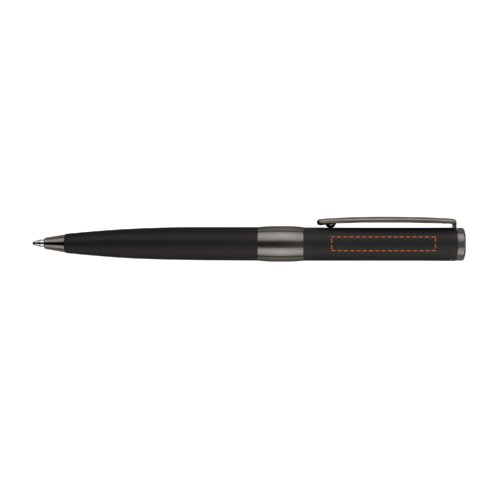 Bolgrafo giratorio negro de metal con clip.