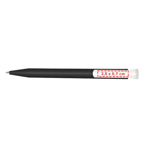 Bolgrafo bio negro con mecanismo de pulsacin y clip.