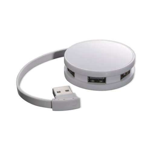 Concentrador USB de pl�stico blanco con 4 puertos.
