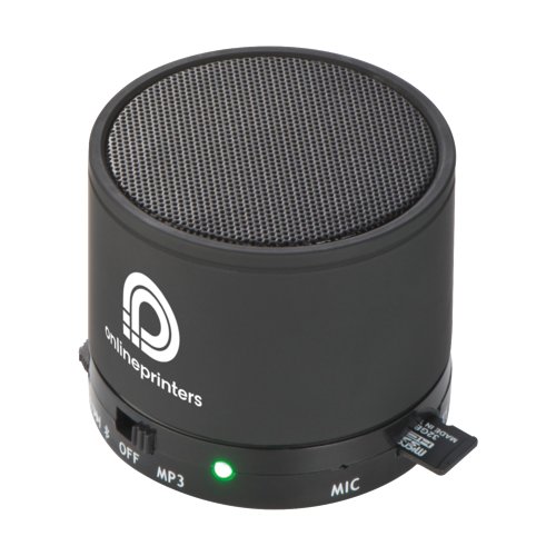 Altavoz Bluetooth negro con lector de tarjetas Micro SD.