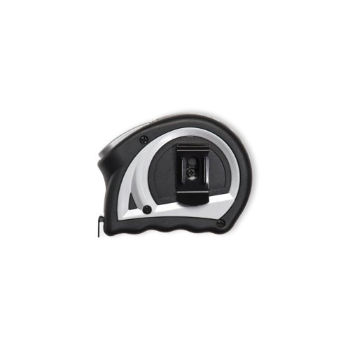 Cinta mtrica de acero negra con clip para cinturn.