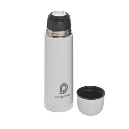 Termo blanco de acero inoxidable con tapn de rosca.