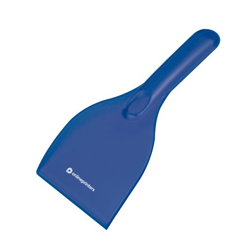 Raspador de hielo azul de plstico con mango.