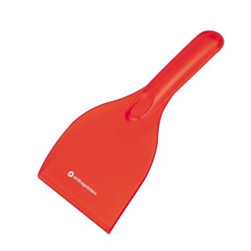 Raspador de hielo rojo de plstico con mango.