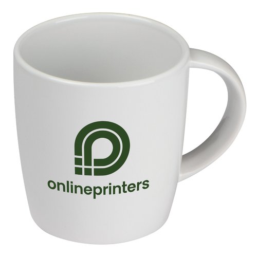 Taza de cermica blanca con asa.