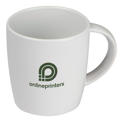 Taza de cermica blanca con asa.