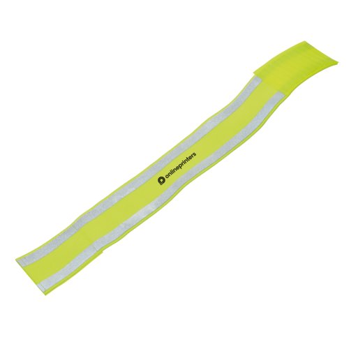 Brazalete reflectante amarillo con cierre de velcro.