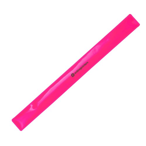 Pulsera de plstico rosa con ajuste automtico.