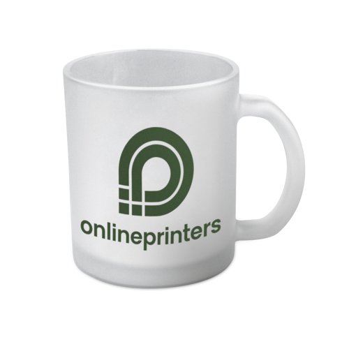Taza de caf de vidrio transparente con asa.