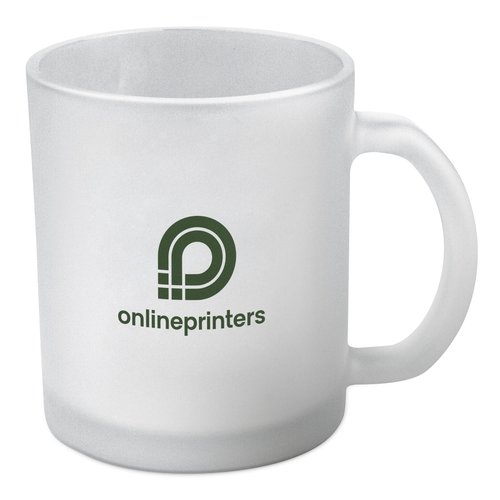 Taza de caf de vidrio transparente con asa.