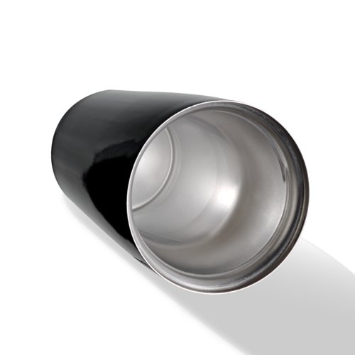 Vaso trmico negro de acero inoxidable.