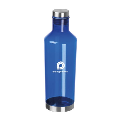 Botella de agua azul de tritn con tapn de rosca.