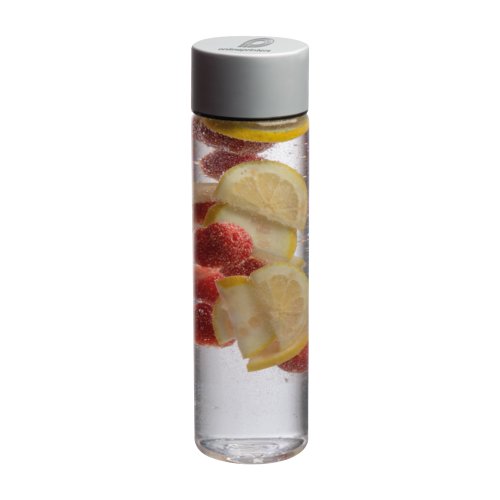 Botella de agua transparente de tritn con tapn de rosca.
