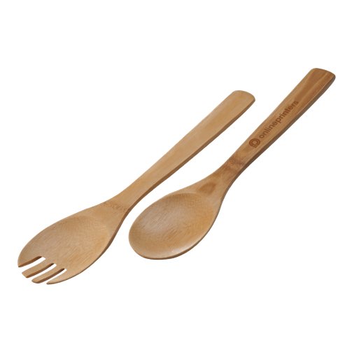 Juego de servir ensalada de bamb, dos piezas.