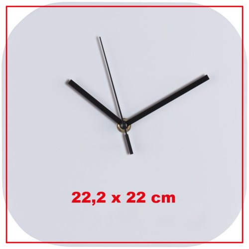 Reloj de pared blanco con esfera completa y manecillas.