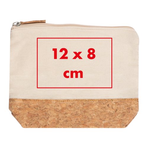 Neceser claro de algodn con base de corcho y cremallera.