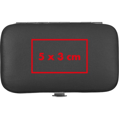 Set de manicura negro de PU en estuche con cierre.