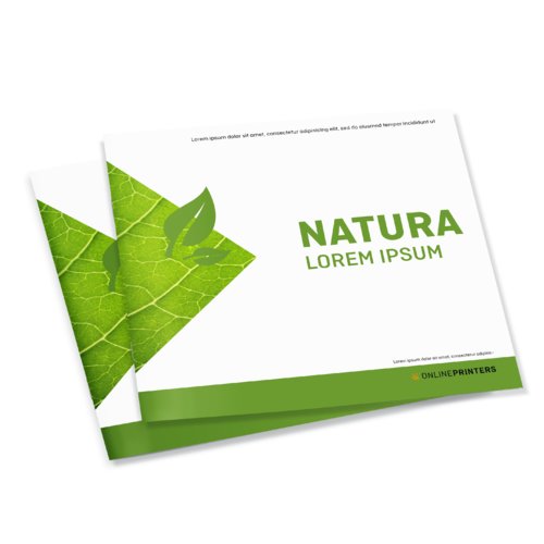 Revistas formato horizontal grapadas en papeles ecológicos/naturales, DL 1