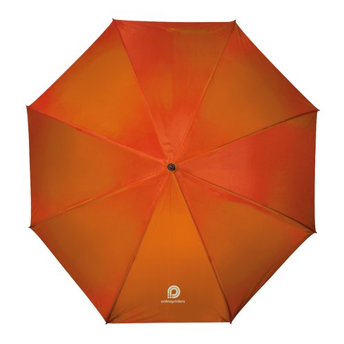 Paraguas naranja con mecanismo de apertura automtica.
