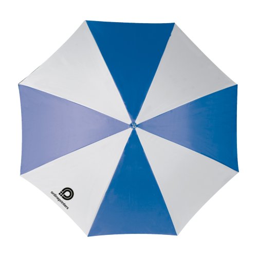 Paraguas recto automtico azul de gran dimetro.