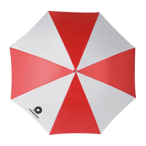 Paraguas recto automtico rojo de gran dimetro.