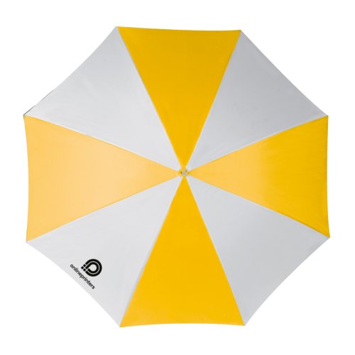 Paraguas recto automtico amarillo con cubierta grande.