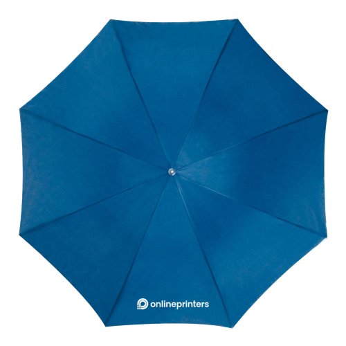 Paraguas recto automtico azul con funda y mango.