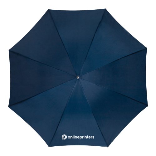 Paraguas recto automtico azul oscuro con funda y mango.