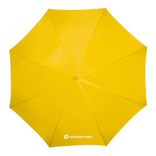 Paraguas automtico de madera amarillo de gran dimetro.
