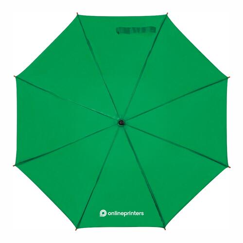 Paraguas autom�tico de madera verde con funda protectora a juego.