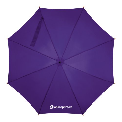 Paraguas recto de madera violeta con funcin automtica.