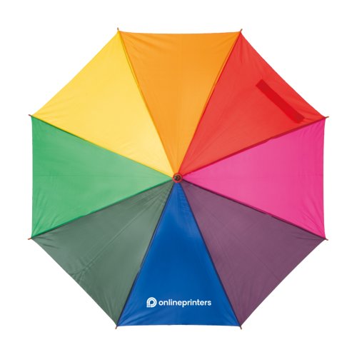 Paraguas automtico de madera multicolor con mango de madera.