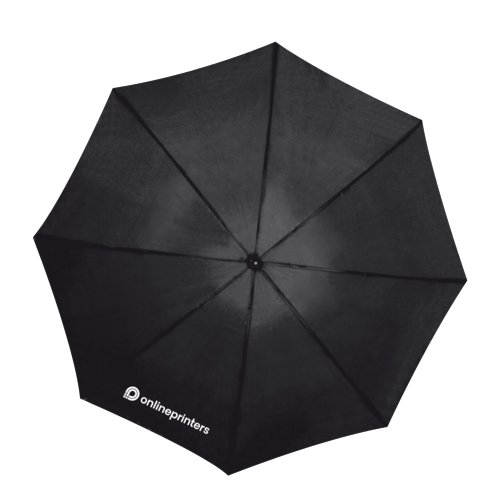 Paraguas negro de tormenta con estructura robusta.