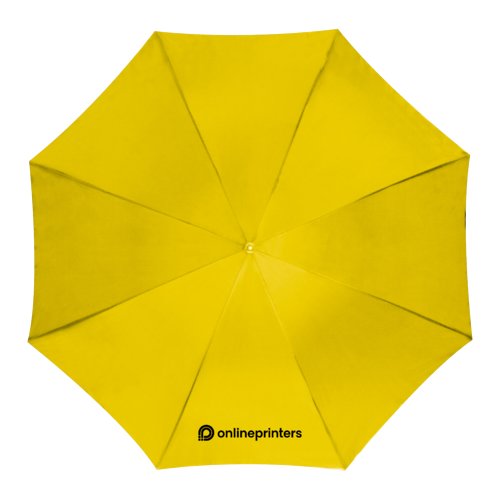 Paraguas automtico amarillo con funda y mango.