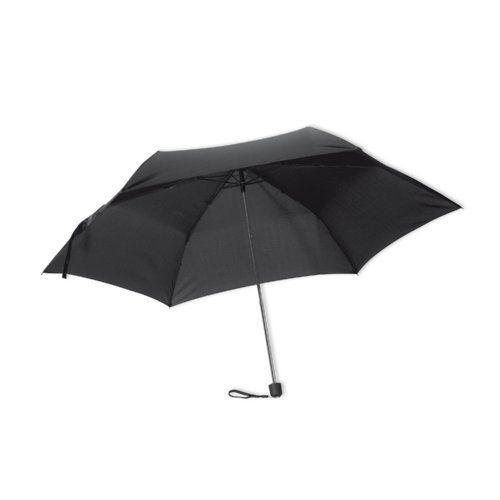 Mini paraguas negro con proteccin contra el viento.