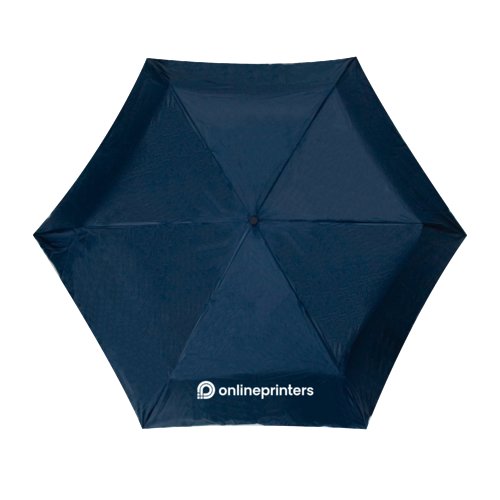 Mini paraguas plegable azul oscuro, resistente a tormentas y con funda.