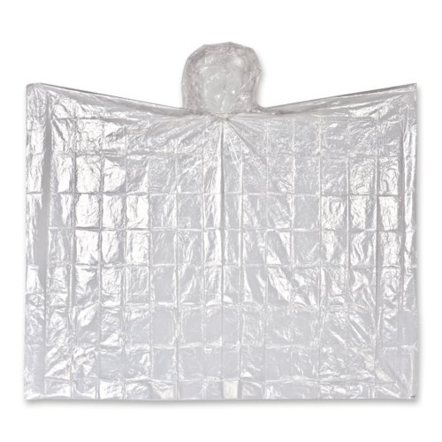 Poncho de plstico transparente con capucha.