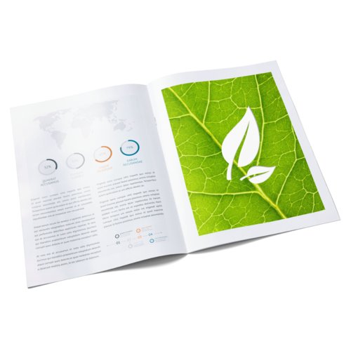 Revistas grapadas en papeles ecológicos/naturales, formato vertical, A5 2