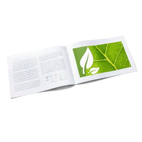 Revistas formato horizontal grapadas en papeles ecológicos/naturales, A4 2