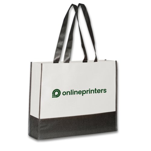 Bolsa no tejida blanca con asas largas.