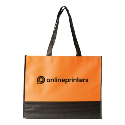 Bolsa naranja de tela no tejida con asas.