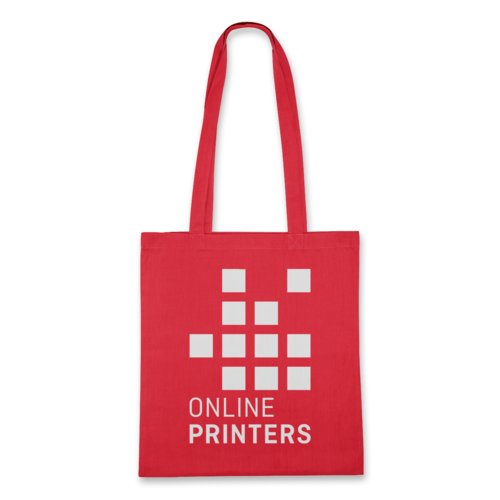 Bolsa de algodn roja con asas de transporte.