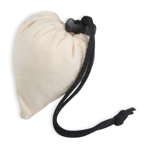 Bolsa blanca de algodn con cordn.
