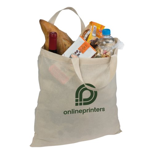 Bolsa de algodn natural con asas de transporte.
