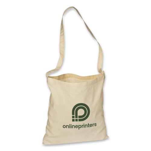 Bolsa de algodn natural con correa para el hombro.