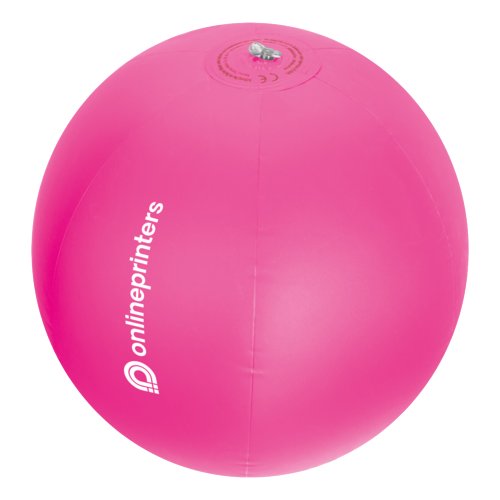 Pelota de playa de plstico rosa con diseo inflable.