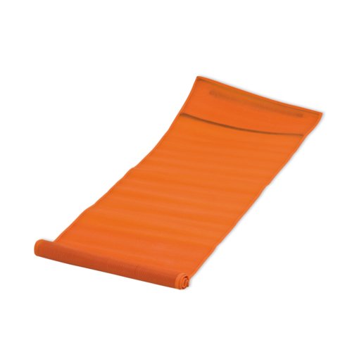 Esterilla de playa naranja de tela, enrollable.