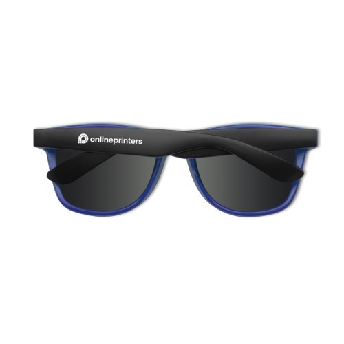 Gafas de sol azules de plstico con lentes oscuras.
