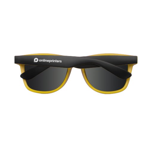 Gafas de sol de plstico amarillas con diseo clsico.