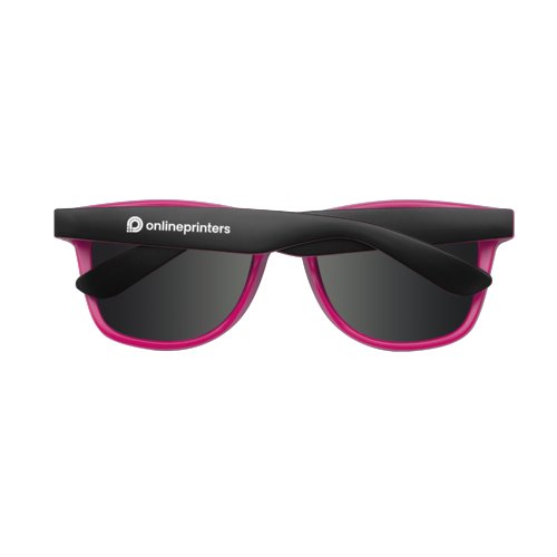 Gafas de sol rosas de plstico con lentes oscuras.